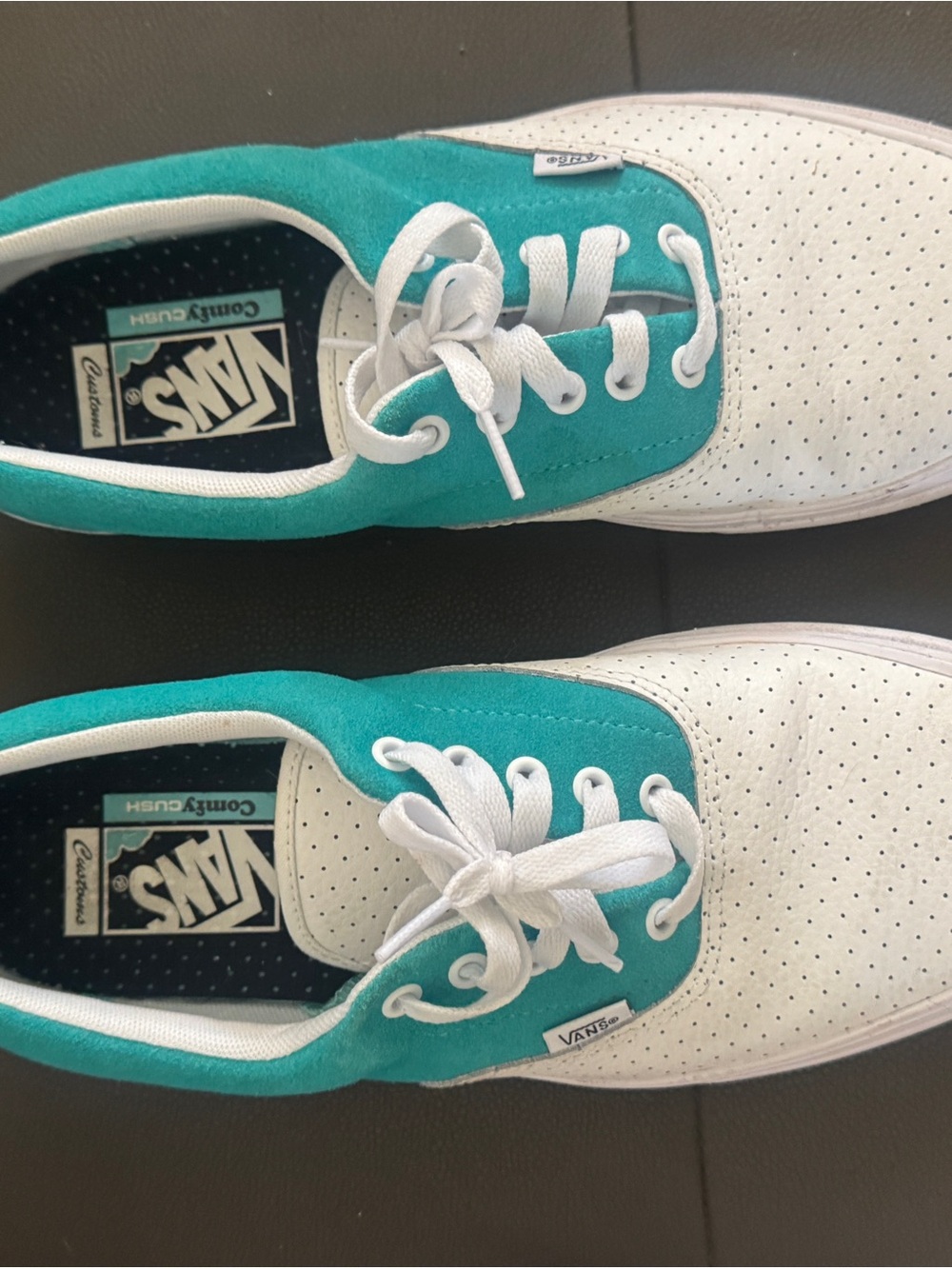 Vans Teal and White Low-Top Sneakers